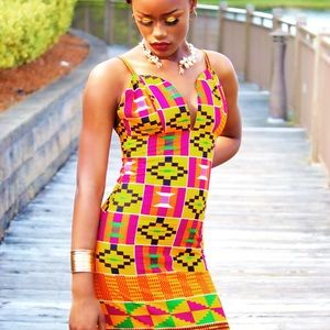 True fond size 2 kente print gown.